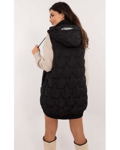 Vesta dama matlasata, neagra, midi, cu gluga, Lournes1 Veste dama, Vesta dama matlasata, neagra, midi, cu gluga, Lournes1 - jojofashion.ro