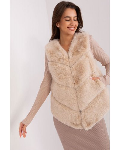 Vesta dama midi, din blana eco, bej, asimetrica, Odette Veste dama, Vesta dama midi, din blana eco, bej, asimetrica, Odette - jojofashion.ro