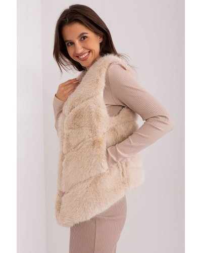 Vesta dama midi, din blana eco, bej, asimetrica, Odette Veste dama, Vesta dama midi, din blana eco, bej, asimetrica, Odette - jojofashion.ro