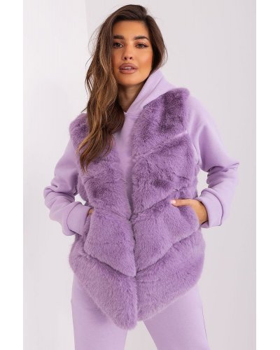 Vesta dama midi, din blana eco, lila, asimetrica, Odette Veste dama, Vesta dama midi, din blana eco, lila, asimetrica, Odette - jojofashion.ro