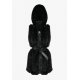 Vesta dama midi, din blana eco neagra, cu gluga si cordon, Kanita 3 - jojofashion.ro