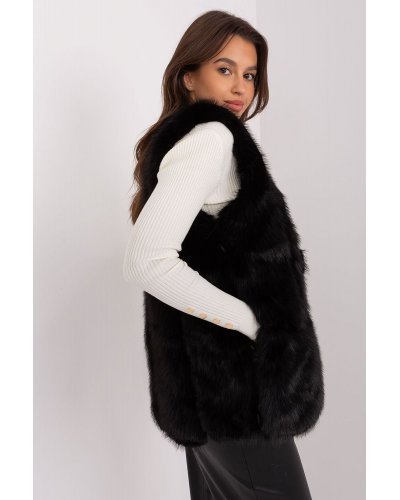 Vesta dama midi, din blana eco, neagra, Sacha Veste dama, Vesta dama midi, din blana eco, neagra, Sacha - jojofashion.ro