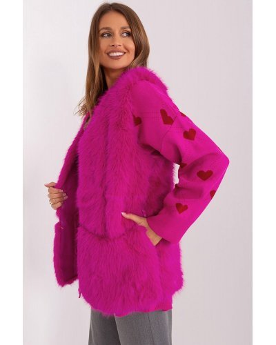Vesta dama midi, din blana eco, roz fucsia, Sacha3 Veste dama, Vesta dama midi, din blana eco, roz fucsia, Sacha3 - jojofashion.ro