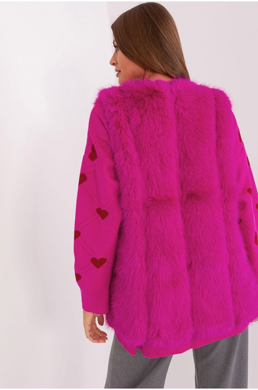 Vesta dama midi, din blana eco, roz fucsia, Sacha3 Vesta dama midi, din blana eco, roz fucsia, Sacha3 3 - jojofashion.ro