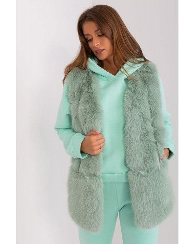 Vesta dama midi, din blana eco, verde menta, Sacha2 Veste dama, Vesta dama midi, din blana eco, verde menta, Sacha2 - jojofashion.ro