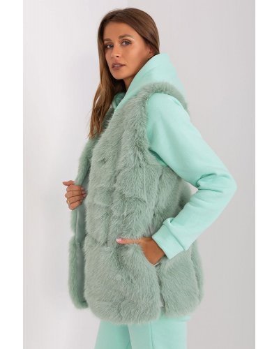 Vesta dama midi, din blana eco, verde menta, Sacha2 Veste dama, Vesta dama midi, din blana eco, verde menta, Sacha2 - jojofashion.ro