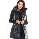 Vesta dama midi matlasata, neagra, lucioasa, cu guler inalt, Gwen Vesta dama midi matlasata, neagra, lucioasa, cu guler inalt, Gwen 2 - jojofashion.ro