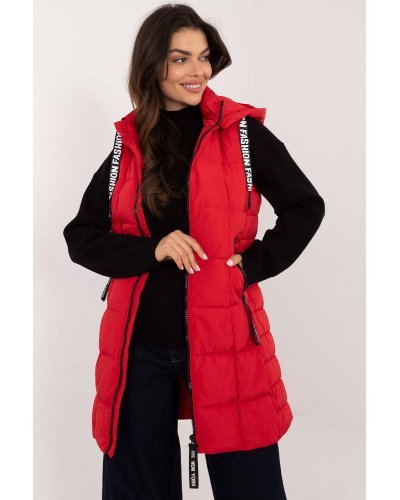 Vesta dama rosie matlasata, midi, cu gluga, Shania3 Veste dama, Vesta dama rosie matlasata, midi, cu gluga, Shania3 - jojofashion.ro
