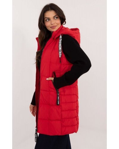 Vesta dama rosie matlasata, midi, cu gluga, Shania3 Veste dama, Vesta dama rosie matlasata, midi, cu gluga, Shania3 - jojofashion.ro