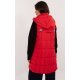 Vesta dama rosie matlasata, midi, cu gluga, Shania3 Vesta dama rosie matlasata, midi, cu gluga, Shania3 4 - jojofashion.ro
