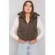 Vesta dama scurta, kaki, cu gluga ascunsa si guler inalt, Adelina Vesta dama scurta, kaki, cu gluga ascunsa si guler inalt, Adelina 2 - jojofashion.ro