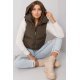 Vesta dama scurta, kaki, cu gluga ascunsa si guler inalt, Adelina Vesta dama scurta, kaki, cu gluga ascunsa si guler inalt, Adelina 3 - jojofashion.ro