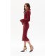 Rochie midi clasica din vascoza burgundy cu maneca lunga JanetR 3 - jojofashion.ro