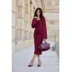 Rochie midi clasica din vascoza burgundy cu maneca lunga JanetR 4 - jojofashion.ro