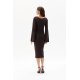 Rochie midi din vascoza maro cu maneca lunga clasica JanetR 3 - jojofashion.ro