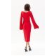 Rochie rosie clasica midi din vascoza cu maneca lunga JanetR 3 - jojofashion.ro