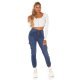 Blugi dama cargo albastri din bumbac mulati cu talia inalta Dollys Blugi dama cargo albastri din bumbac mulati cu talia inalta Dollys 4 - jojofashion.ro
