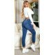 Blugi dama cargo albastri din bumbac mulati cu talia inalta Dollys Blugi dama cargo albastri din bumbac mulati cu talia inalta Dollys 5 - jojofashion.ro