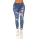 Blugi dama rupti skinny albastri, din bumbac Joxi Blugi dama rupti skinny albastri, din bumbac Joxi 2 - jojofashion.ro