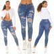 Blugi dama rupti skinny albastri, din bumbac Joxi Blugi dama rupti skinny albastri, din bumbac Joxi 5 - jojofashion.ro