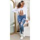 Blugi dama rupti skinny albastri, din bumbac Joxi Blugi dama rupti skinny albastri, din bumbac Joxi 3 - jojofashion.ro