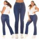 Blugi dama BootCut albastri, bumbac denim, cu talia inalta, Doumi 4 - jojofashion.ro