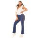 Blugi dama BootCut albastri, bumbac denim, cu talia inalta, Doumi 3 - jojofashion.ro