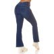 Blugi dama BootCut albastri, bumbac denim, cu talia inalta, Doumi 5 - jojofashion.ro