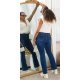 Blugi dama BootCut albastri, bumbac denim, cu talia inalta, Doumi 6 - jojofashion.ro