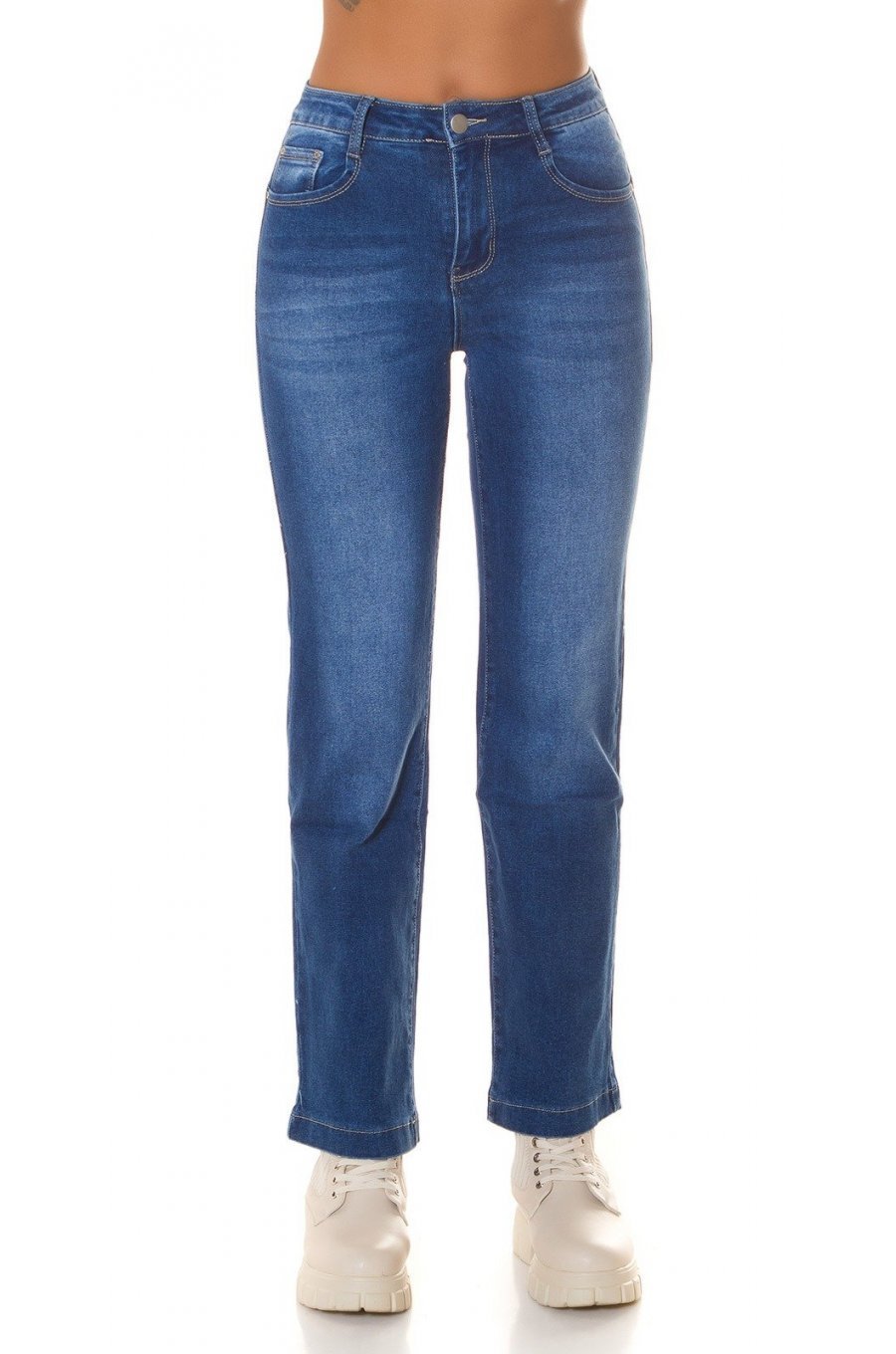 Blugi dama BootCut albastri, denim, Kurama Blugi dama BootCut albastri, denim, Kurama 1 - jojofashion.ro