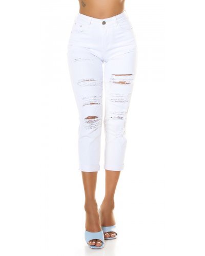 Blugi dama boyfriend, albi, denim, rupti, Gotique Blugi dama, Blugi dama boyfriend, albi, denim, rupti, Gotique - jojofashion.ro