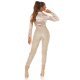 Blugi dama boyfriend, bej, cu aspect de piele, cu talia inalta, Millena 7 - jojofashion.ro