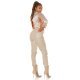 Blugi dama boyfriend, bej, cu aspect de piele, cu talia inalta, Millena 8 - jojofashion.ro