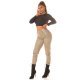 Blugi dama boyfriend, cappuccino, cu aspect de piele, cu talia inalta, Millena 6 - jojofashion.ro