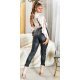Blugi dama boyfriend, negri, cu aspect de piele, cu talia inalta, Millena 5 - jojofashion.ro