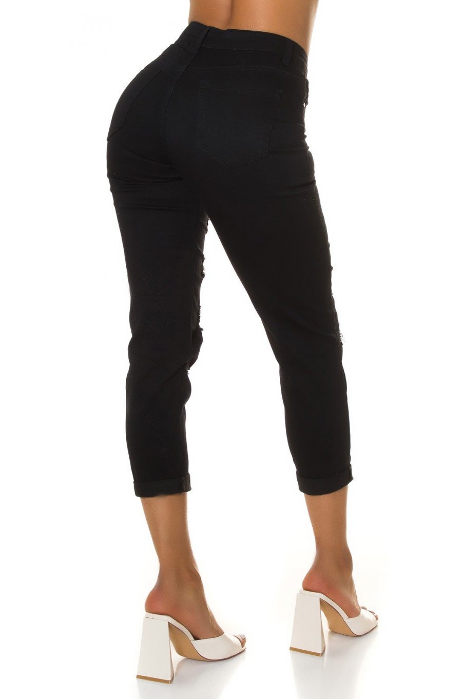 Blugi dama boyfriend, negri, denim, rupti, Gotique Blugi dama boyfriend, negri, denim, rupti, Gotique 2 - jojofashion.ro