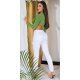Blugi dama cargo albi, din bumbac, cu talia inalta, Amy 4 - jojofashion.ro