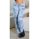 Blugi dama cargo bleu denim, cu talia inalta, Nergis Blugi dama cargo bleu denim, cu talia inalta, Nergis 2 - jojofashion.ro