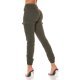 Blugi dama cargo kaki, din bumbac, cu talia inalta, Amy 3 - jojofashion.ro