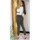 Blugi dama cargo kaki, din bumbac, cu talia inalta, Amy 5 - jojofashion.ro