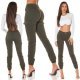 Blugi dama cargo kaki, din bumbac, cu talia inalta, Amy 6 - jojofashion.ro