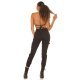 Blugi dama cargo, negri, din bumbac, cu buzunare si talie inalta, Steliana 8 - jojofashion.ro