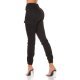 Blugi dama cargo, negri, din bumbac, cu talia inalta, Amy 2 - jojofashion.ro