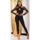Blugi dama cargo, negri, din bumbac, cu talia inalta, Shontelle 4 - jojofashion.ro