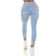 Blugi dama cargo skinny, bleu, bumbac denim, cu talia inalta, Jewel 3 - jojofashion.ro
