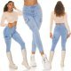 Blugi dama cargo skinny, bleu, bumbac denim, cu talia inalta, Jewel 8 - jojofashion.ro