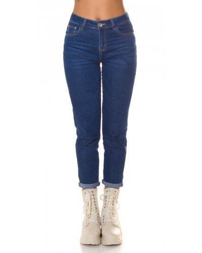 Blugi dama casual albastri, denim, cu talia inalta, Dania Blugi dama, Blugi dama casual albastri, denim, cu talia inalta, Dania - jojofashion.ro