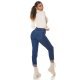 Blugi dama casual albastri, denim, cu talia inalta, Dania 5 - jojofashion.ro