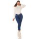 Blugi dama casual albastri, denim, cu talia inalta, Dania 4 - jojofashion.ro