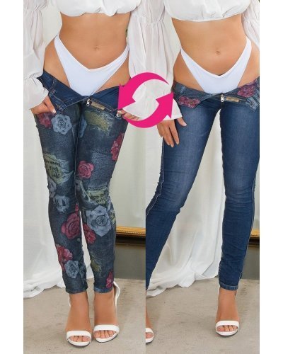 Blugi dama cu doua fete, skinny, albastri, din bumbac, Synne Blugi dama, Blugi dama cu doua fete, skinny, albastri, din bumbac, Synne - jojofashion.ro